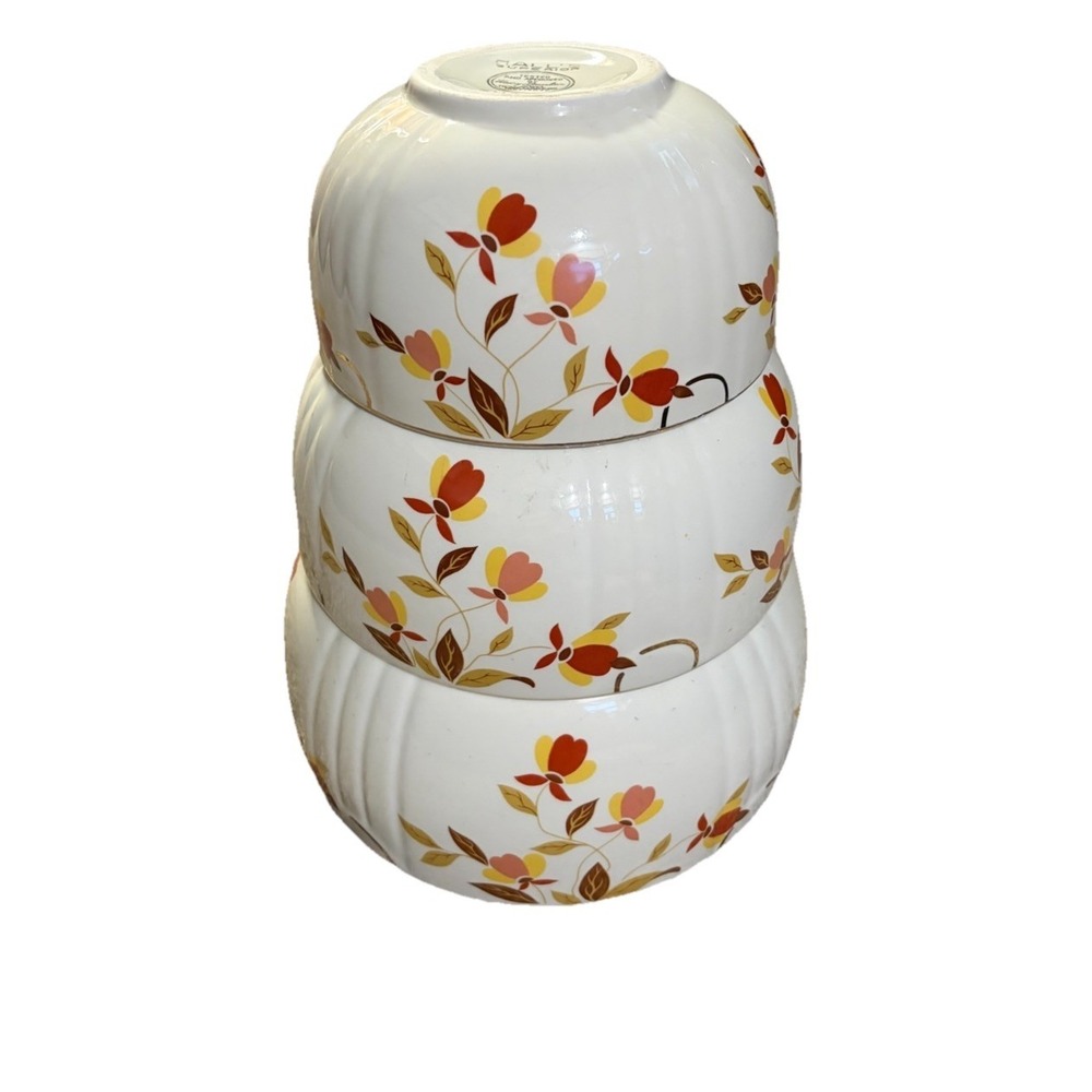 VTG Halls Superior Quality Kitchenware Autumn Leaf Nesting Mixing Bowls EUC